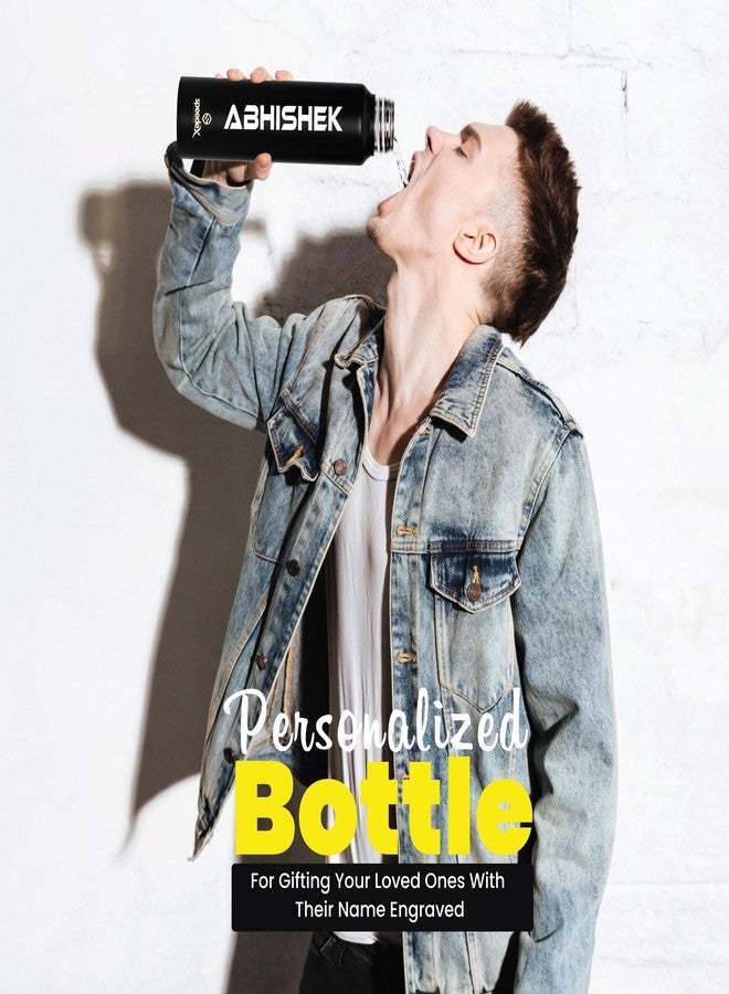 Speedex Customised Stainless Steel Water Bottle 1 Litre With Steel Cap School, Gym, Office Bottles - Personalised Gifts for Boys & Girls, Men, Women, Kids, Fridge 1000 ml - 1Ltr (BLACK SIPPER, 1000ML) - Image 3